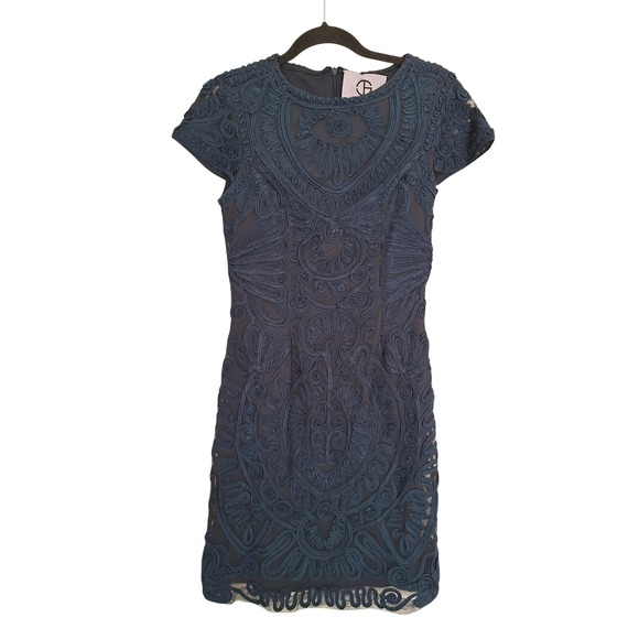 JS Collections Dresses & Skirts - JS Collections Navy Blue Soutache Ribbon Sheath Cocktail Dress 864310 Womens